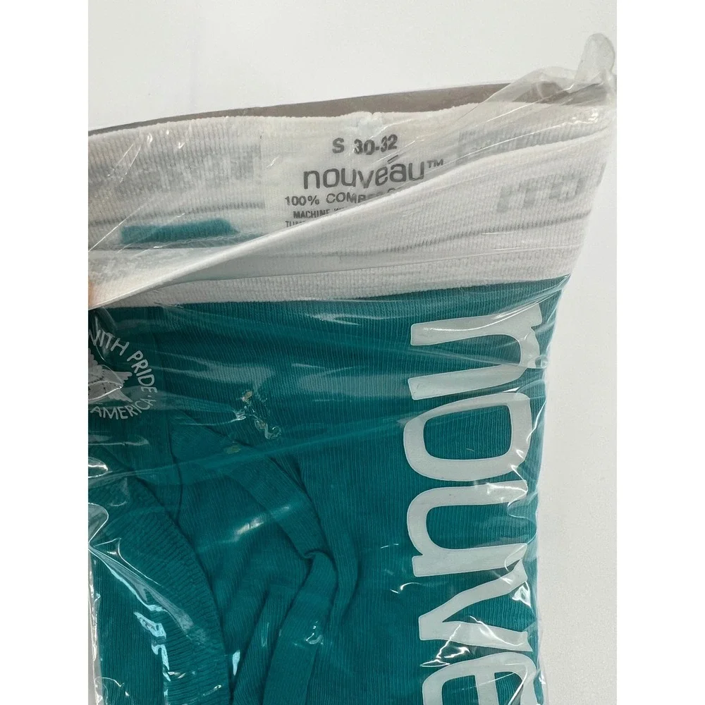 Nouveau Men Briefs Low-Rise Fashion Navy Teal Size S 30-32 Rare Deadstock 2Pk